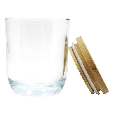Copo de vela 250ml Cristal vidro vedacao bambu 50 G - Unitário