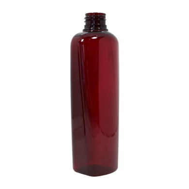 Frasco PET Quadrado 500ml 28/410 Vermelho Transparente - (10 UNI S/ TAMPA)